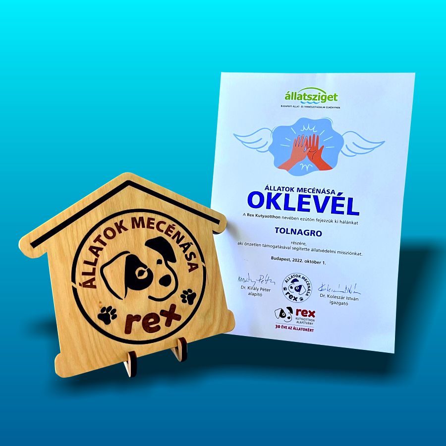 Állatok Mecénása 2022. Oklevél